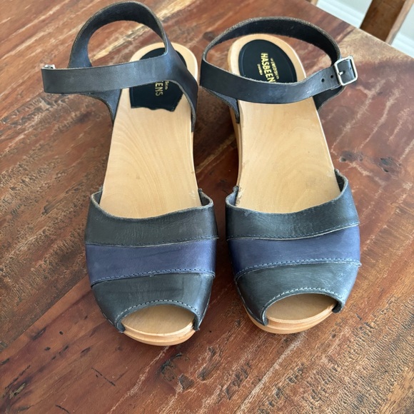 Blue‎ and Black Swedish Hasbeens Clog Sandals size 39 (US 9) - Picture 2 of 8